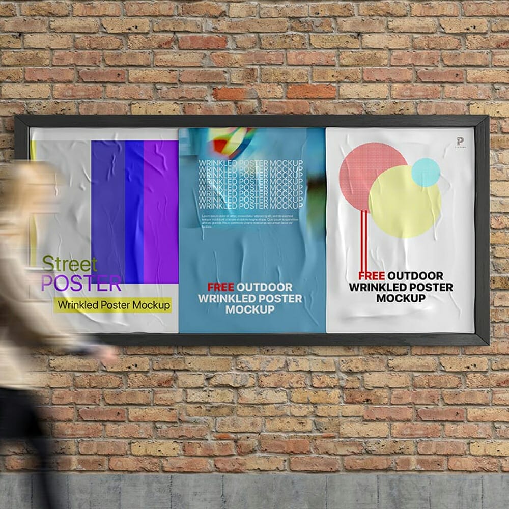 Free Outdoor Wrinkled Poster Mockup