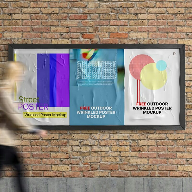 Free Outdoor Wrinkled Poster Mockup