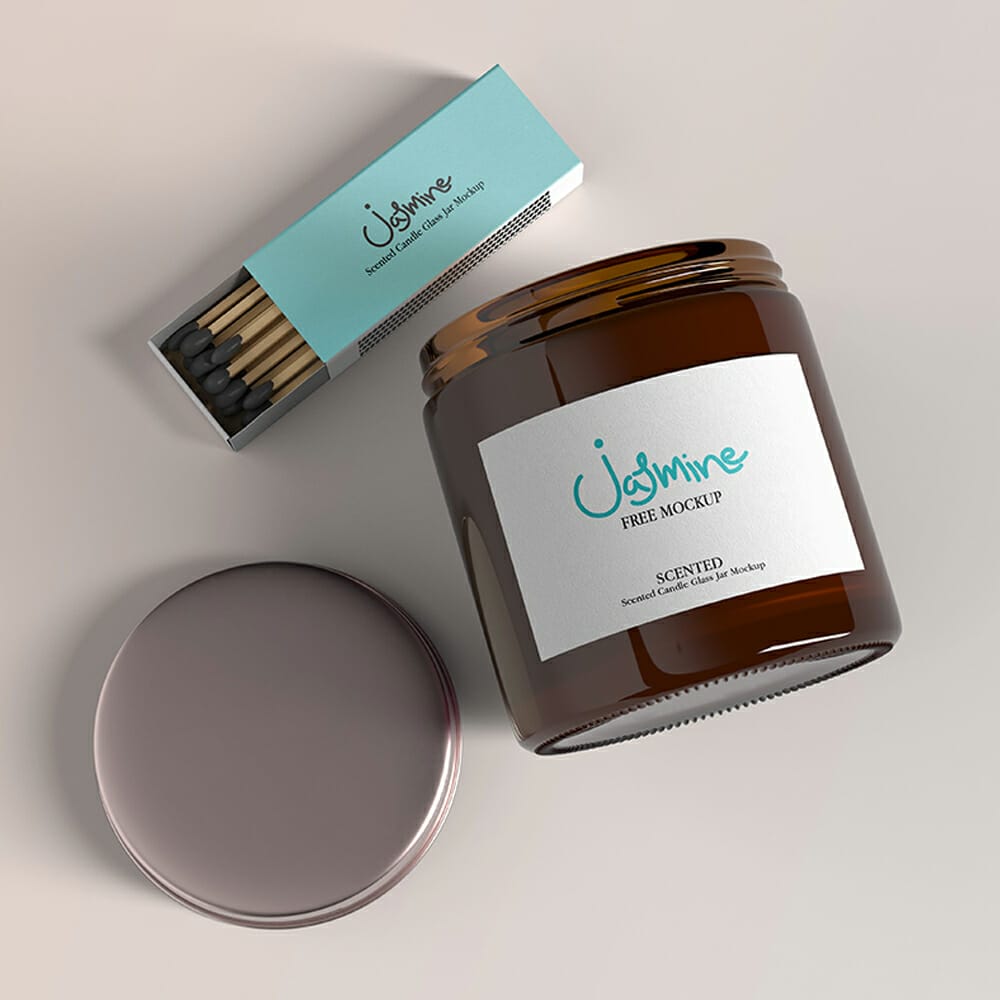 Free Scented Candle Glass Jar Mockup