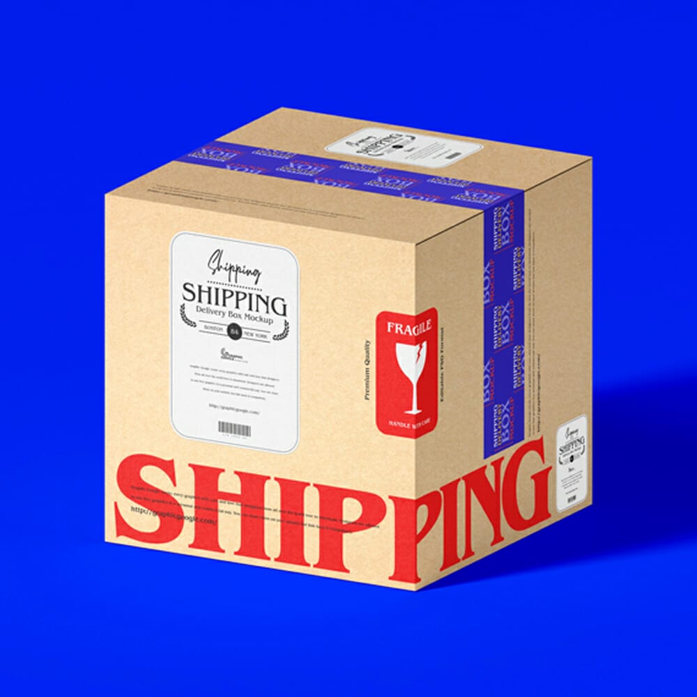 Free Shipping Delivery Box Mockup