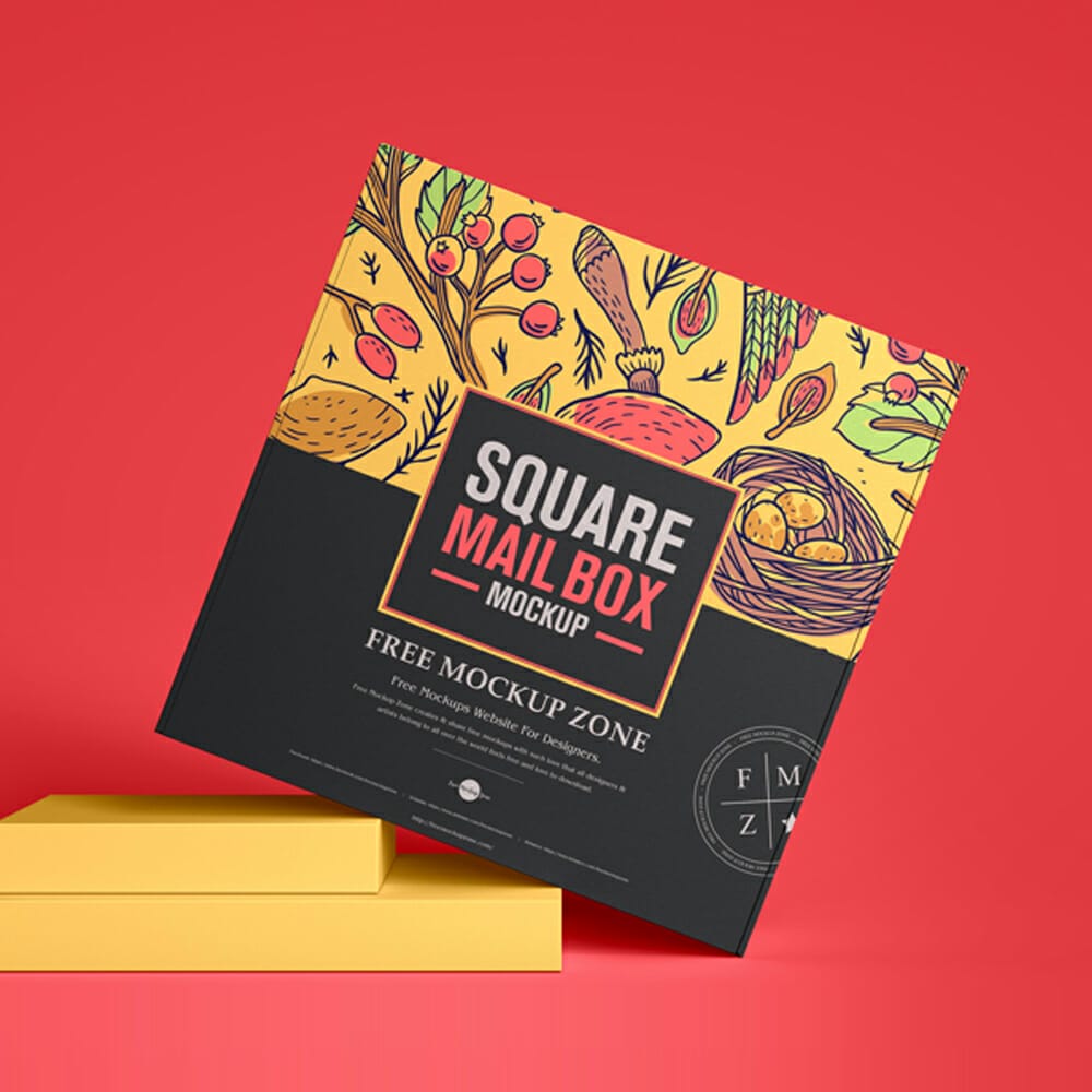 Free Square Mail Box Mockup
