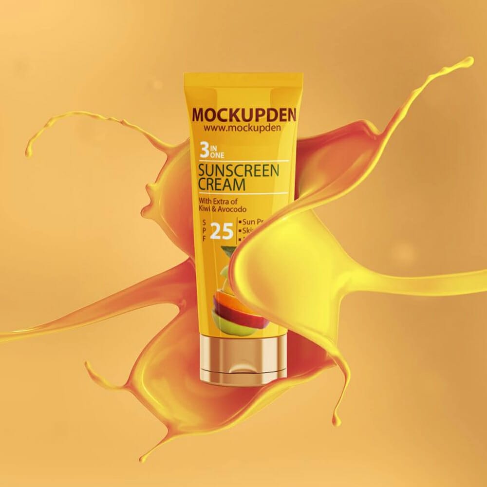 Free Sunscreen Cream Mockup PSD Template