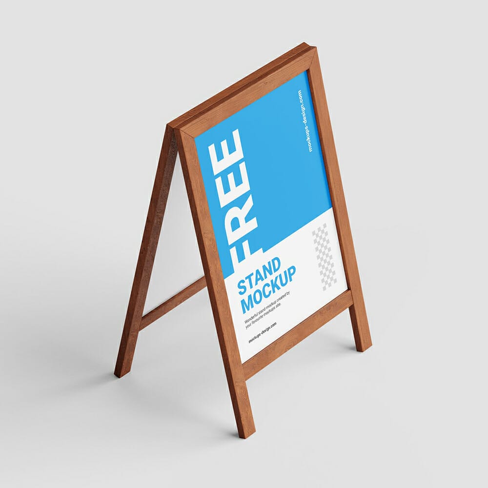 Free Wooden Stand Mockup