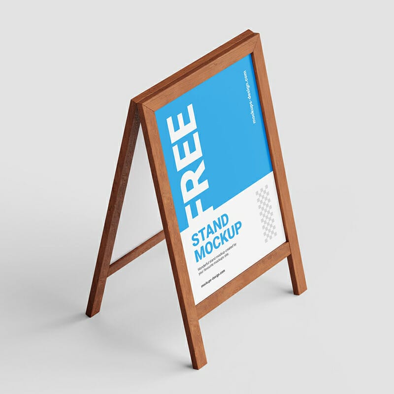Free Wooden Stand Mockup
