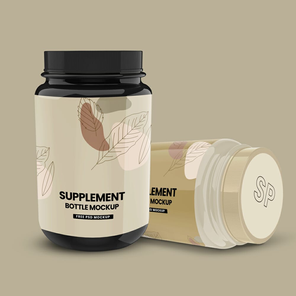 Glossy Supplement Bottle Free Mockup
