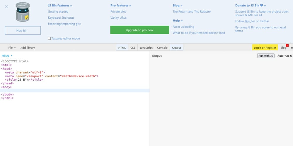 Excellent Online Code Editors 15 JS Bin