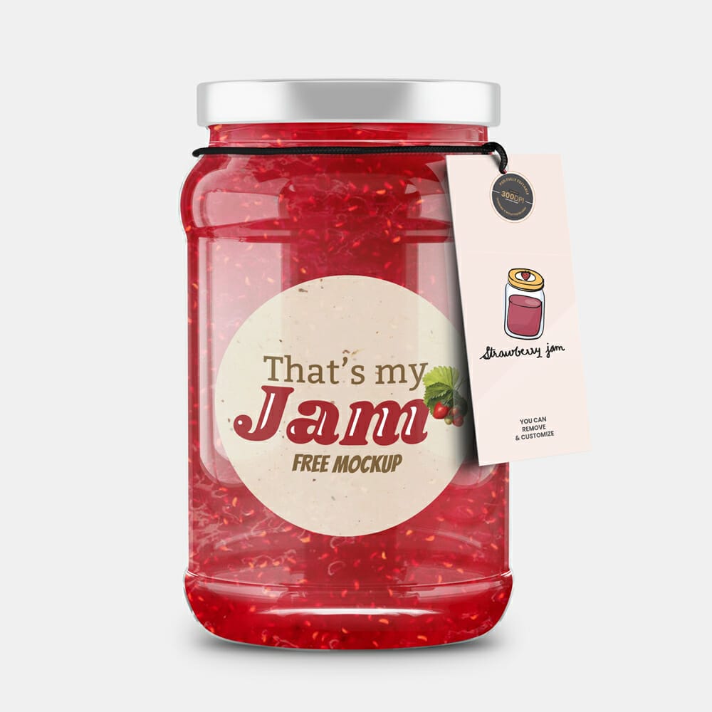 Jam Jar Bottle with Tag Free Mockup