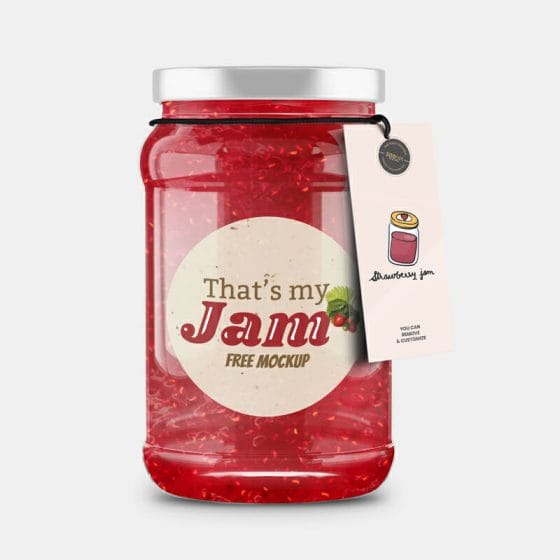 Jam Jar Bottle with Tag Free Mockup