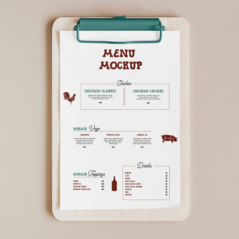 Menu Card Mockup
