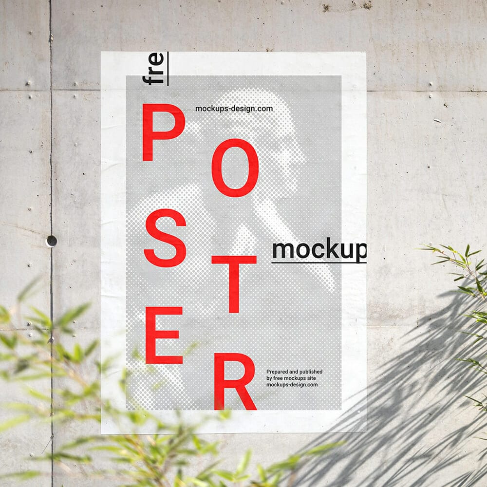 Poster On Concrete Wall Mockup