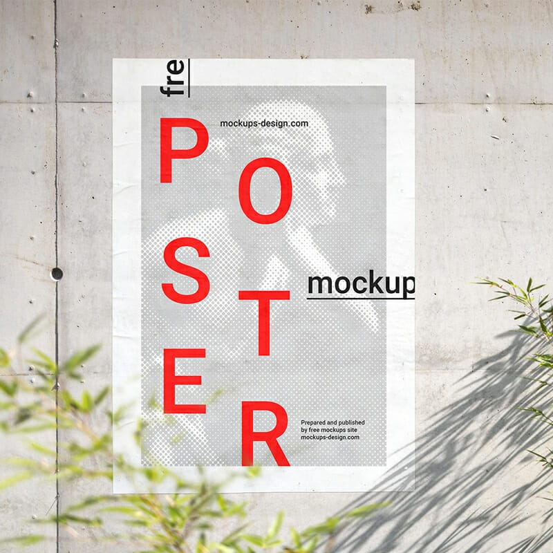 Poster On Concrete Wall Mockup