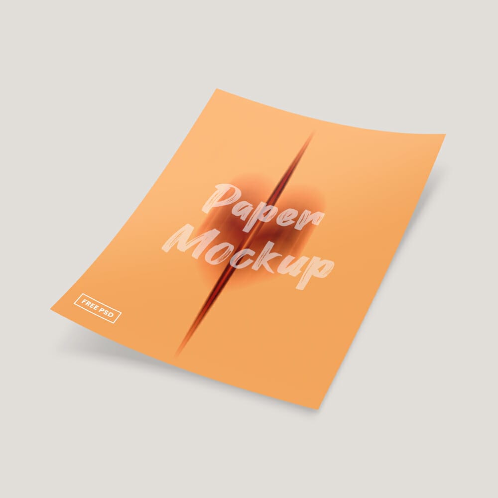 Single Isometric Paper Free Mockup