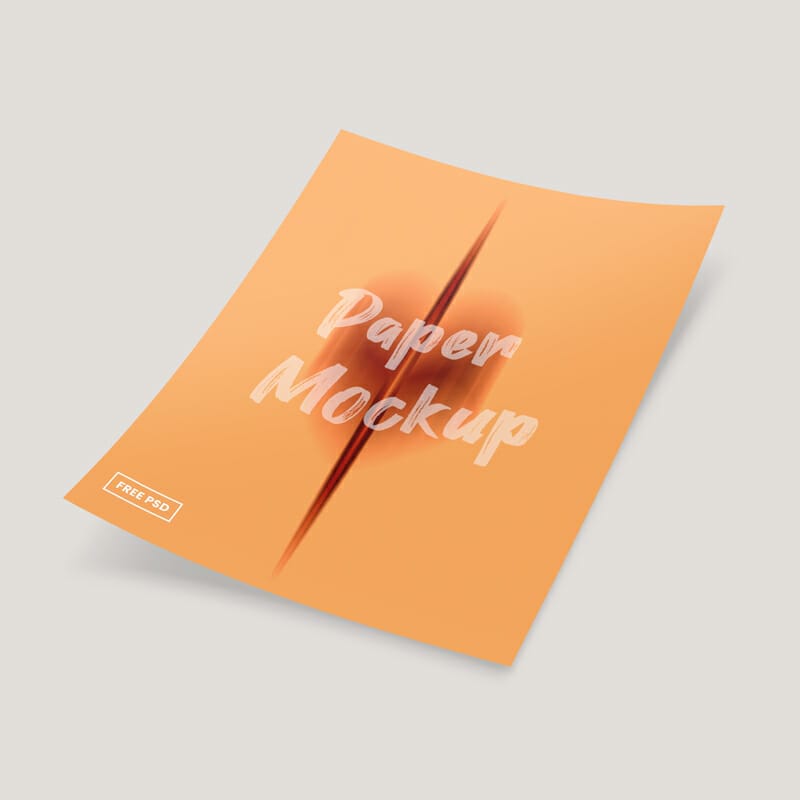 Single Isometric Paper Free Mockup