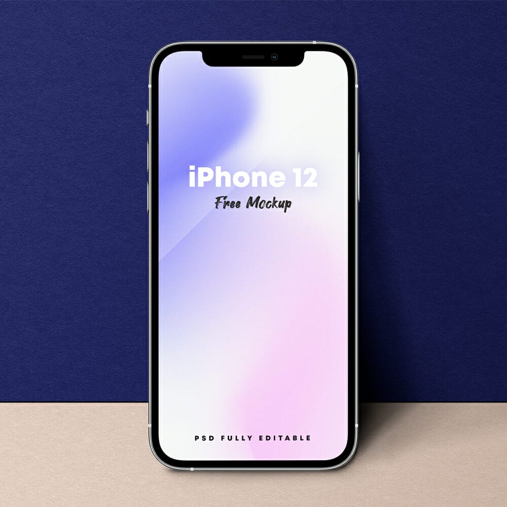 Standing iPhone 12 Free Mockup