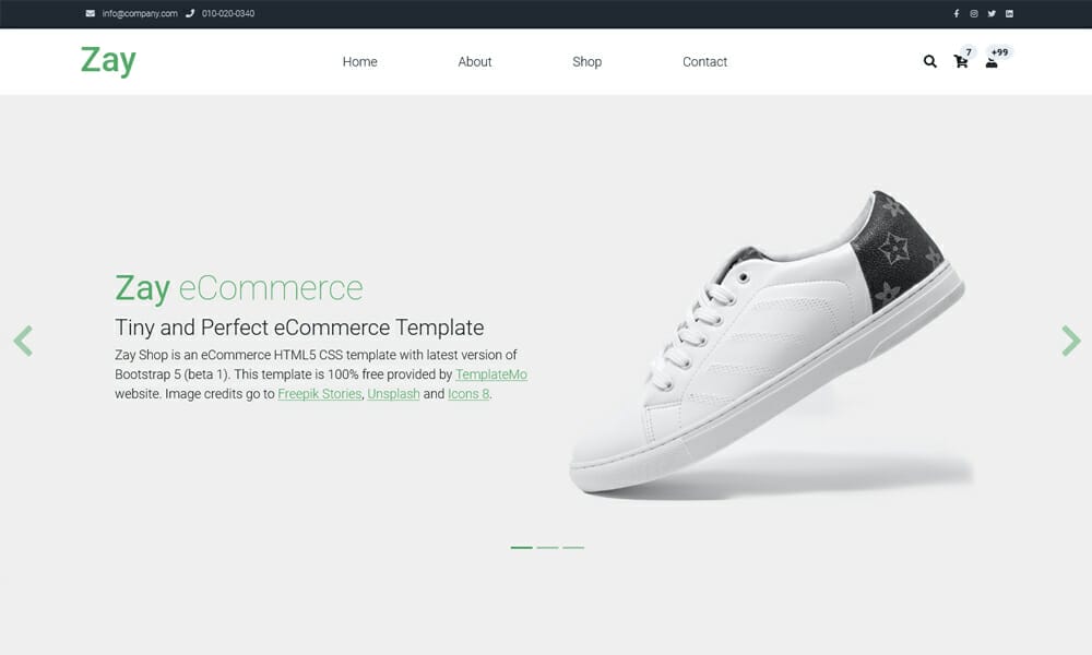 Zay Shop - Free Bootstrap 5 eCommerce Template