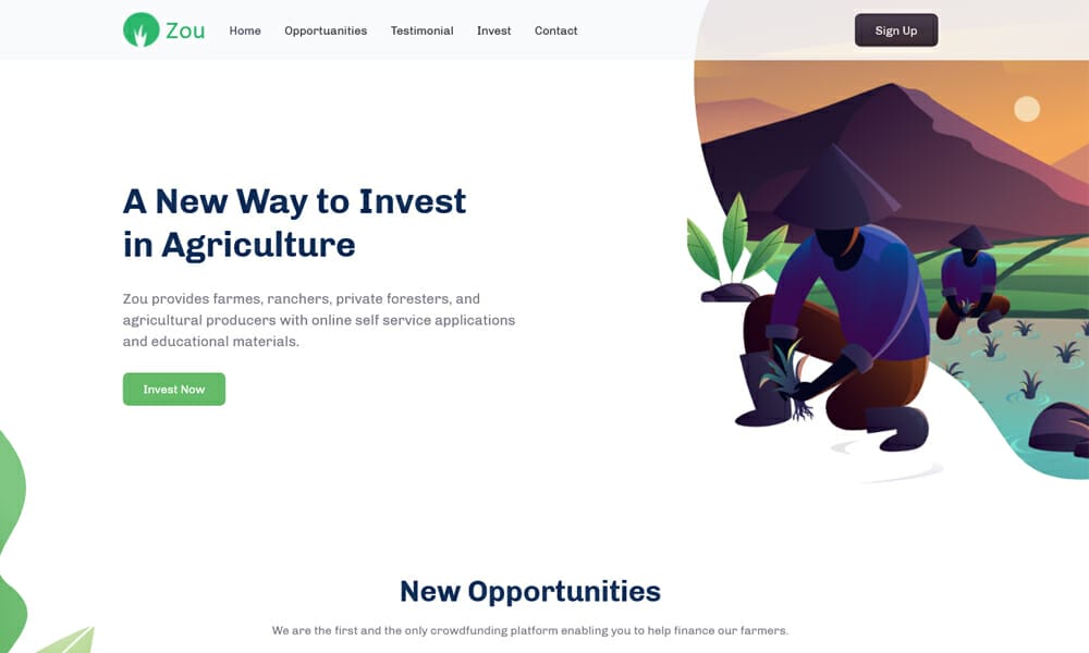 Zoufarm – Free Responsive Bootstrap 5 HTML5 Multipurpose Landing Page Template