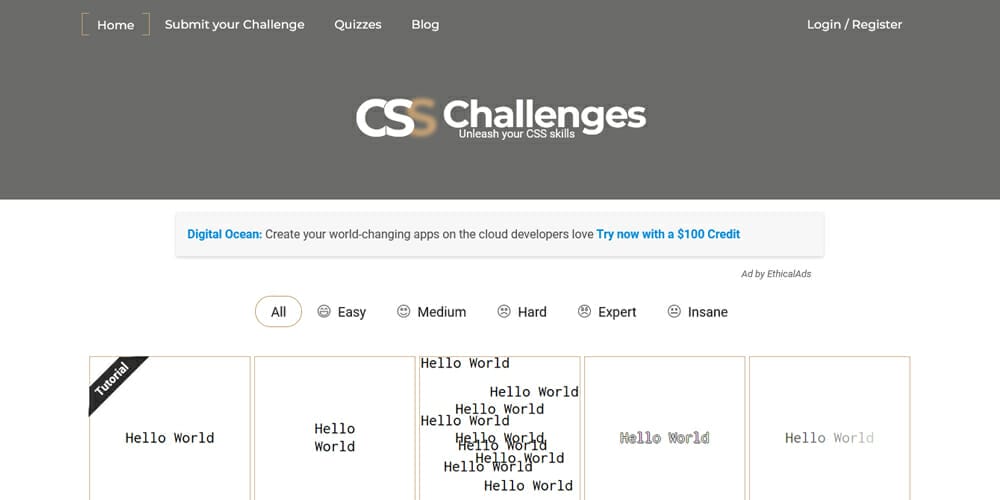 Coding Practice Sites for Beginners & Professionals 20 CSS Challenges