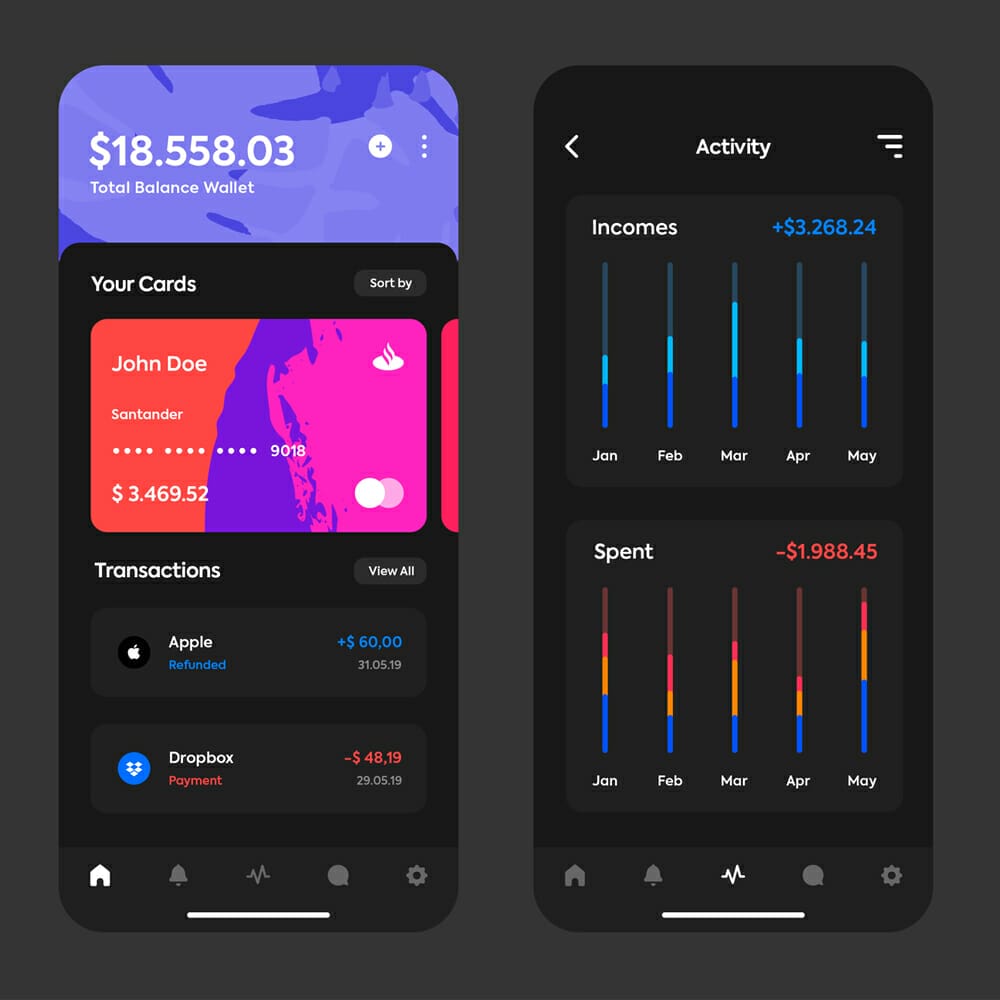 iOS Wallet App Mockup