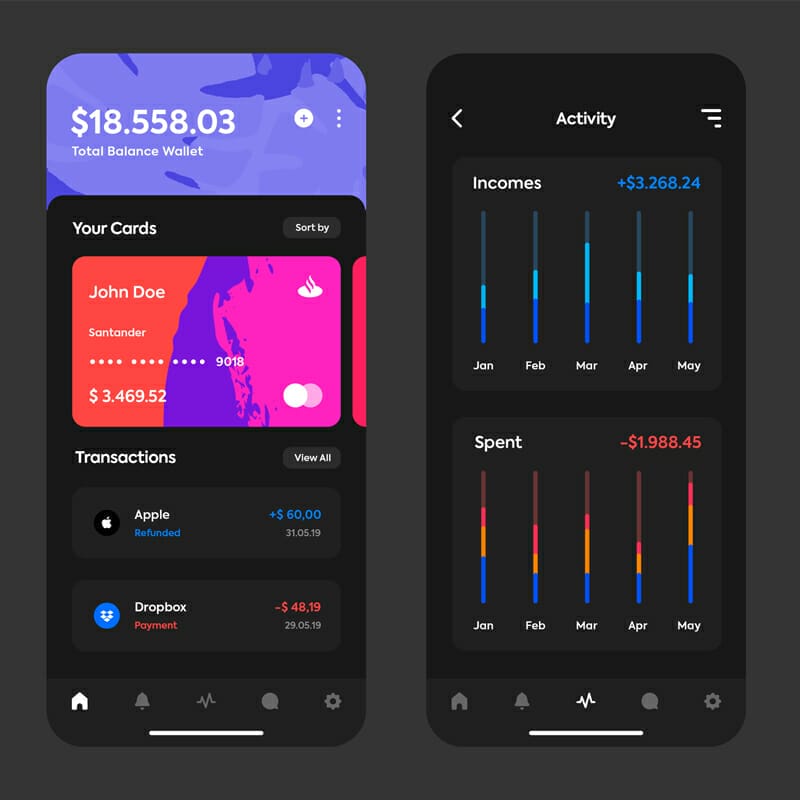 iOS Wallet App Mockup