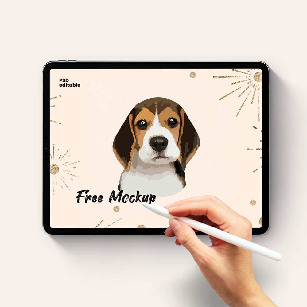 iPad Pro with Hand Pencil Free Mockup