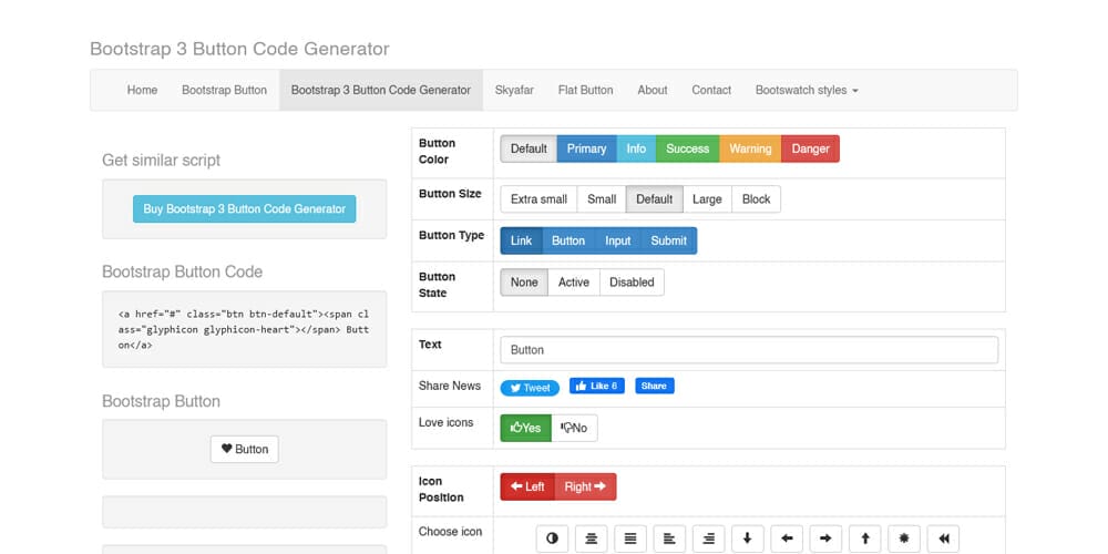 Free Bootstrap Button Generators » CSS Author