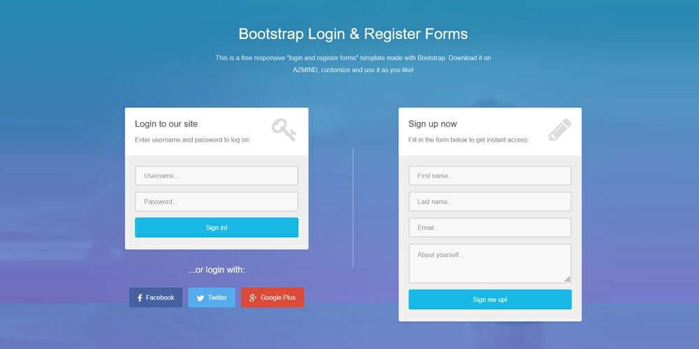 Bootstrap Login and Register Forms