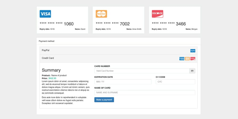 Bootstrap Payment Credit Card Form