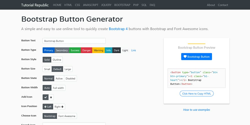 Free Bootstrap Button Generators » CSS Author