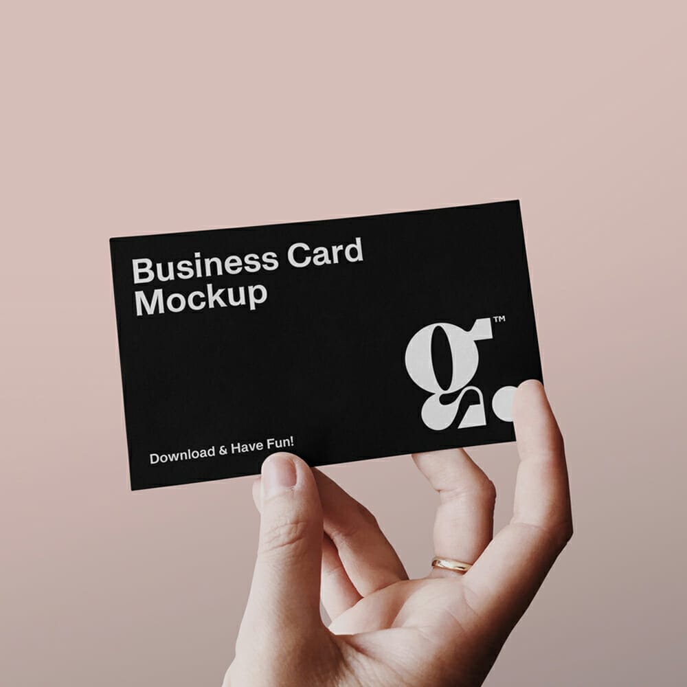 Business Card With Hand Mockup