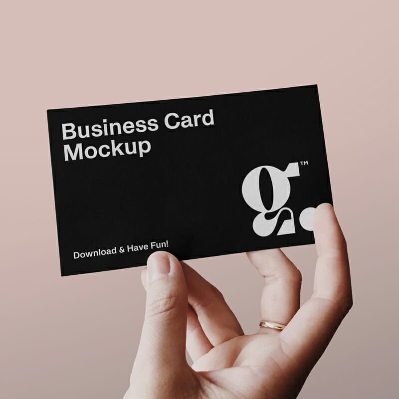Business Card With Hand Mockup