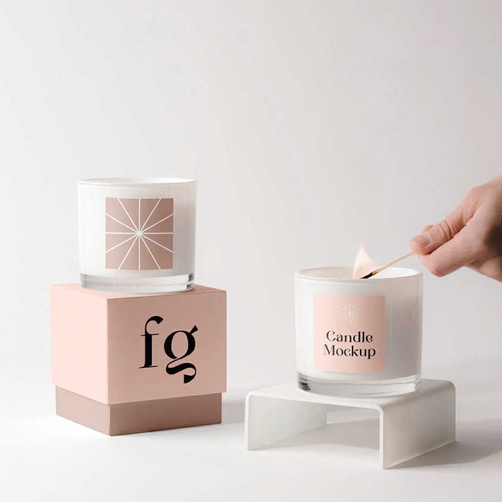Candles With Box Mockup