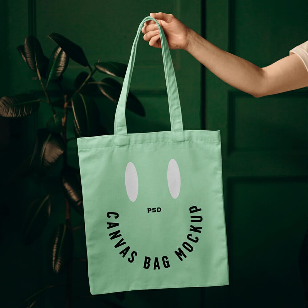 Canvas Bag In Leaving Room Mockup