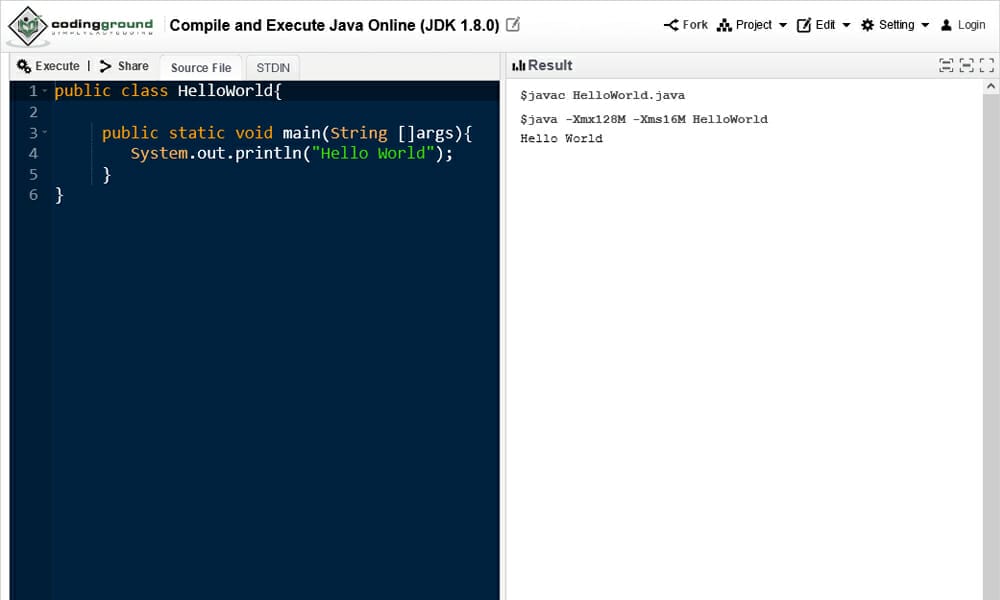 Compile Java Online