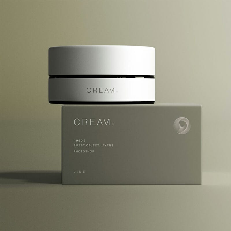 Cream Jar With Box Mockup