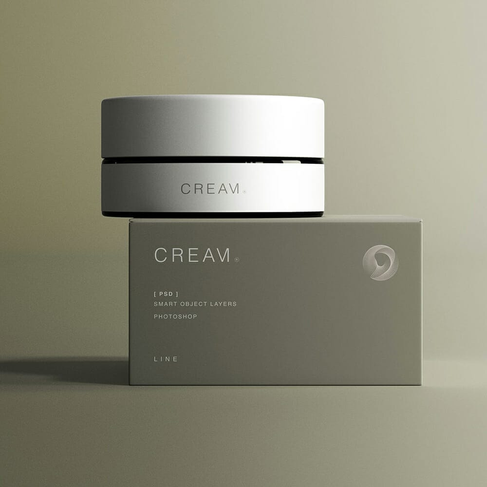 Cream Jar With Box Mockup