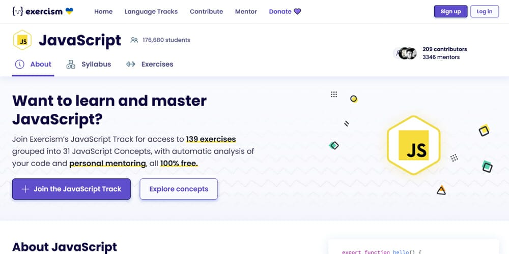 Ultimate Collection of JavaScript Learning Resources(FREE) 22 Exercism JavaScript Track