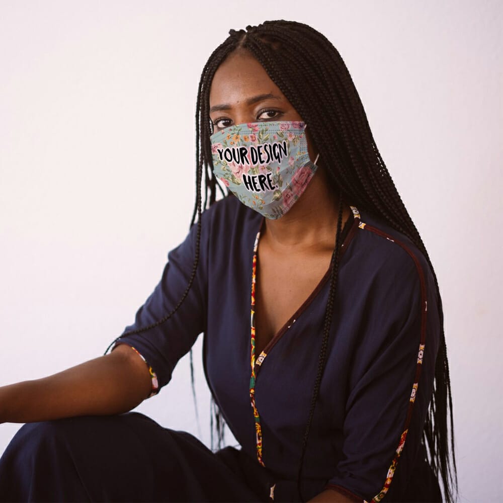 Face Mask Mockup On A Woman