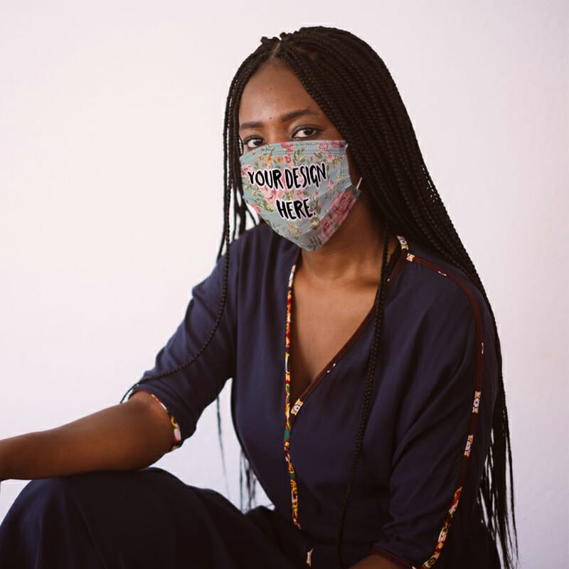 Face Mask Mockup On A Woman