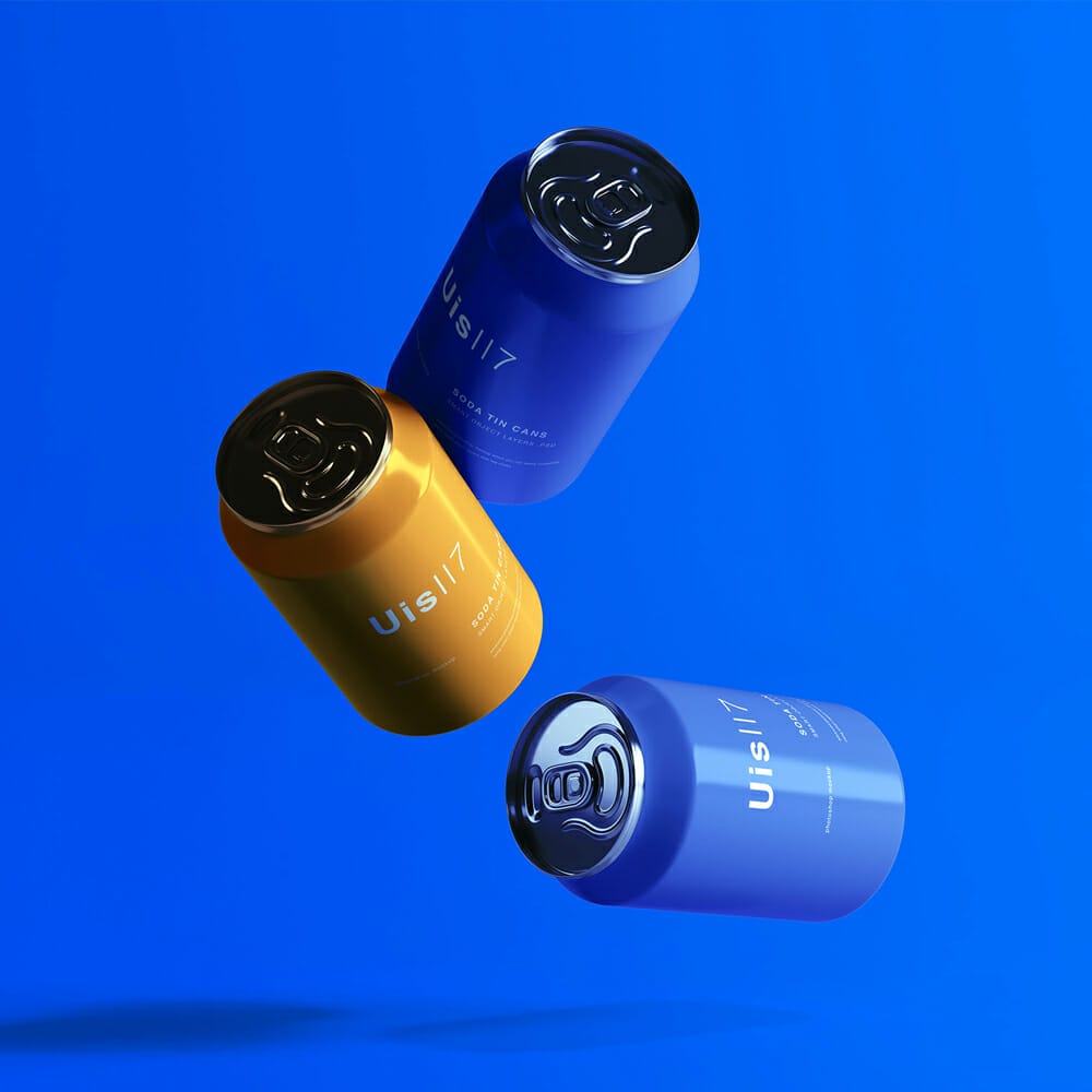 Floating Soda Tin Cans Mockup