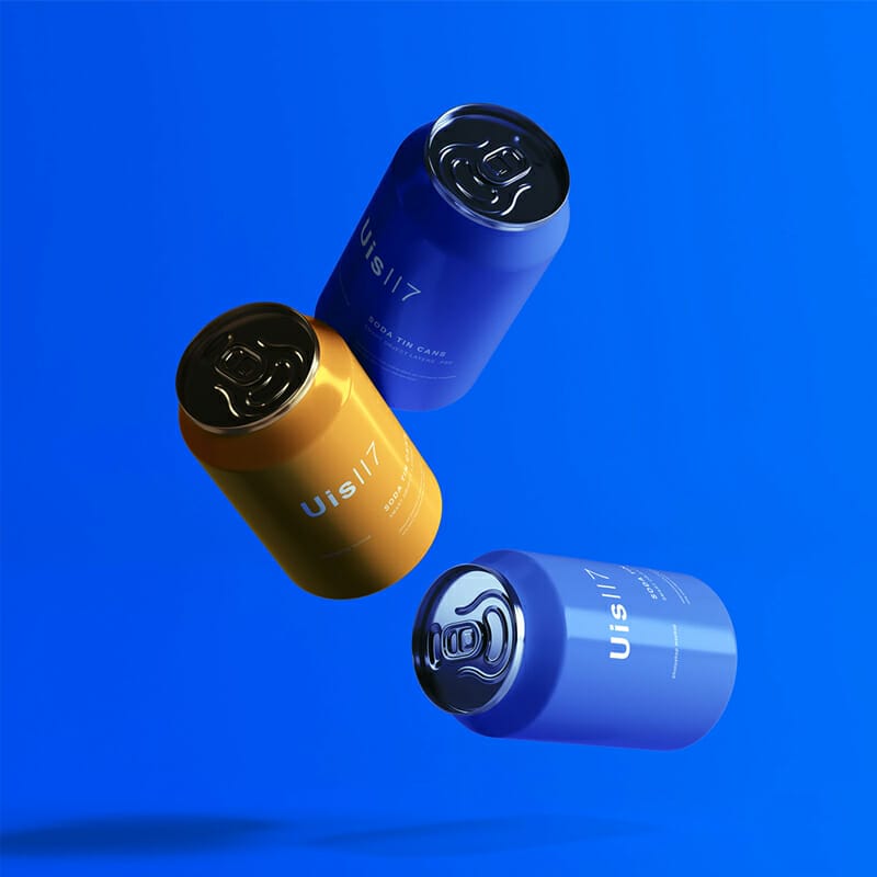 Floating Soda Tin Cans Mockup