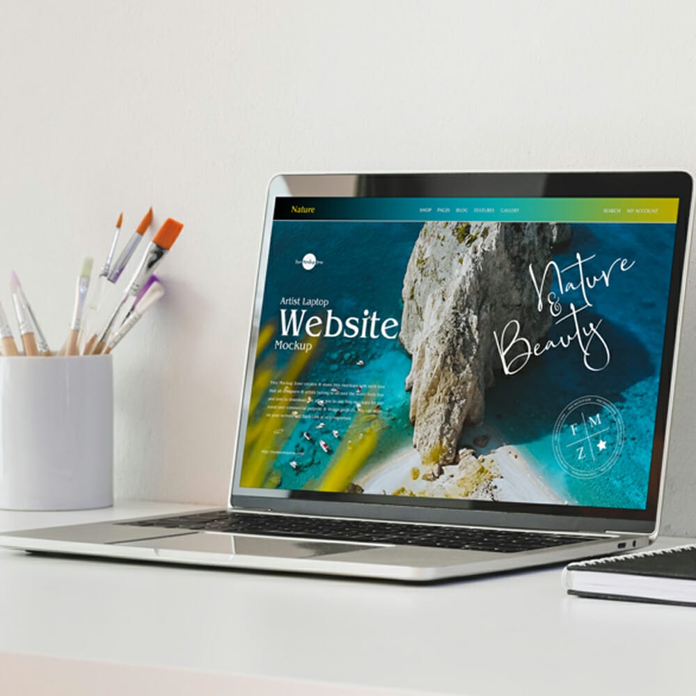 Free Artist Laptop Website Mockup