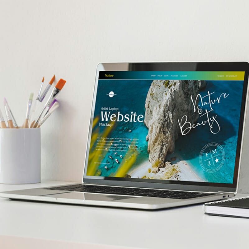 Free Artist Laptop Website Mockup