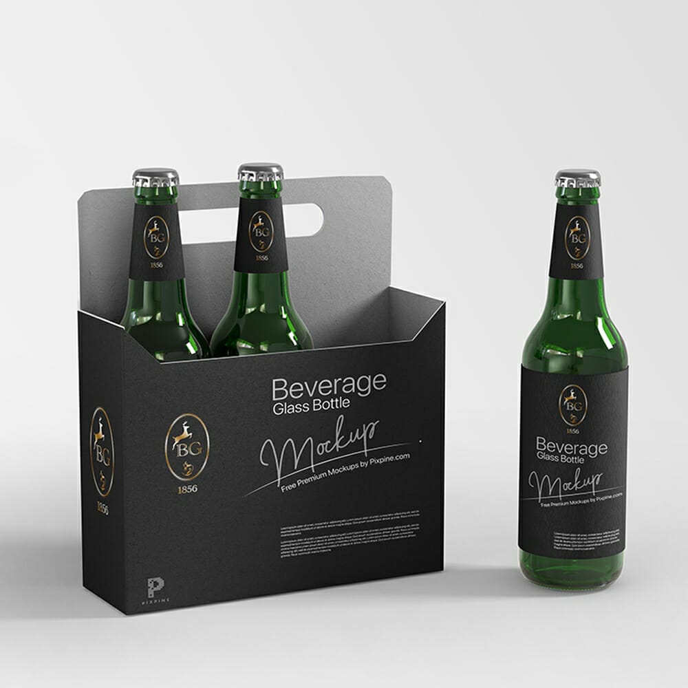 Free Beverage Glass Bottle Mockup