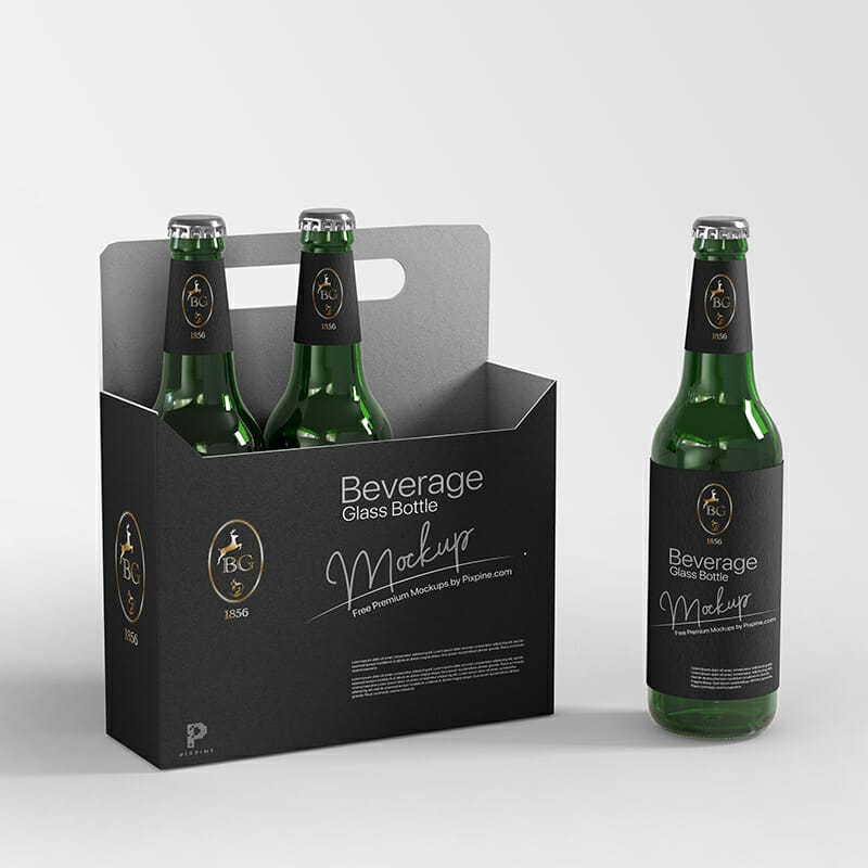 Free Beverage Glass Bottle Mockup