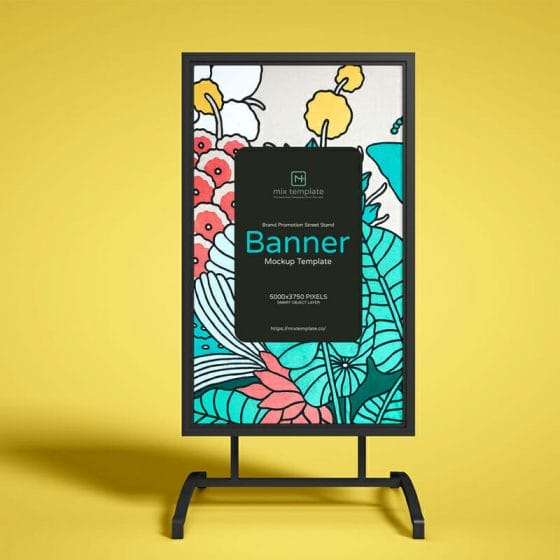 Free Brand Promotion Street Stand Banner Mockup Template