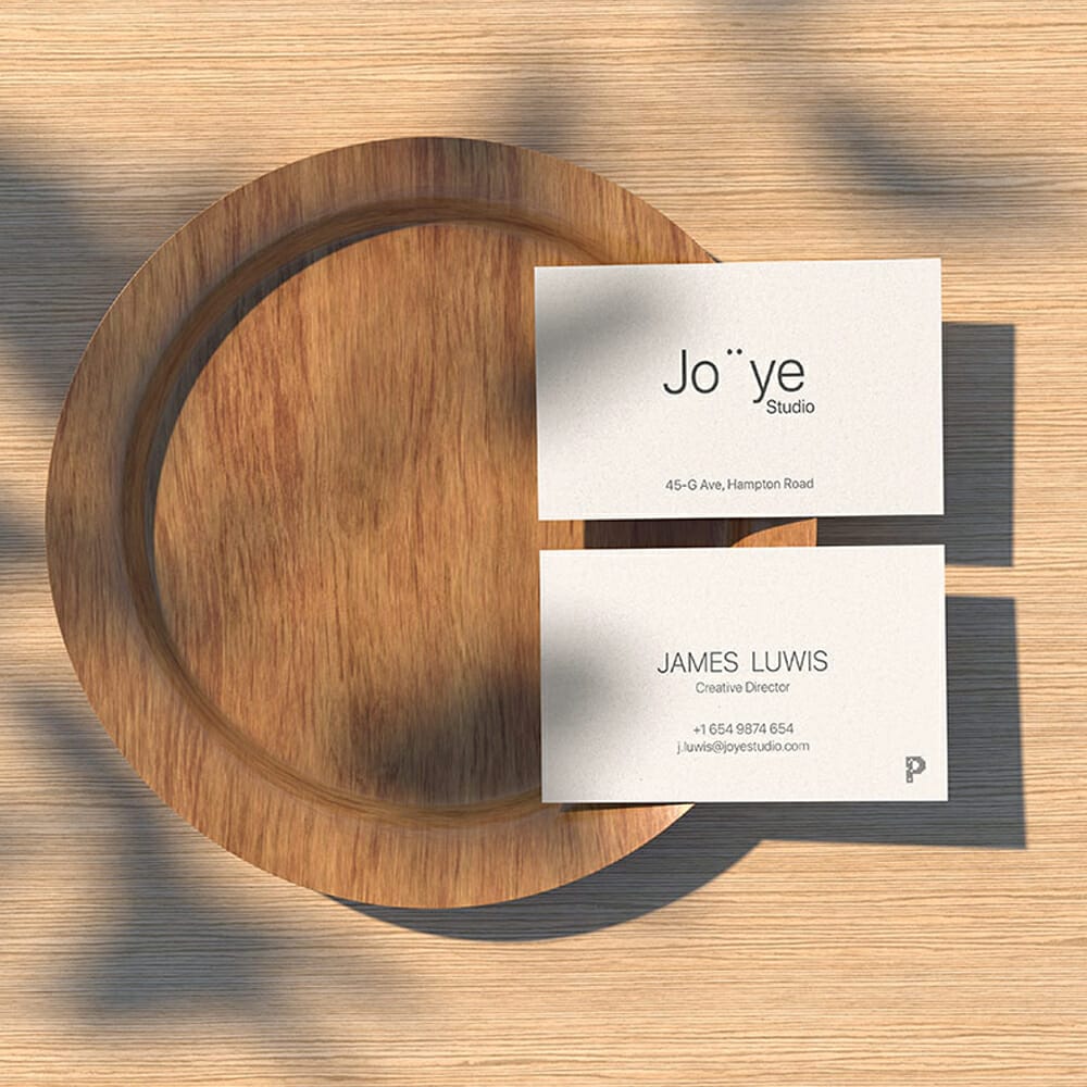 Free Business Card On Plate Mockup