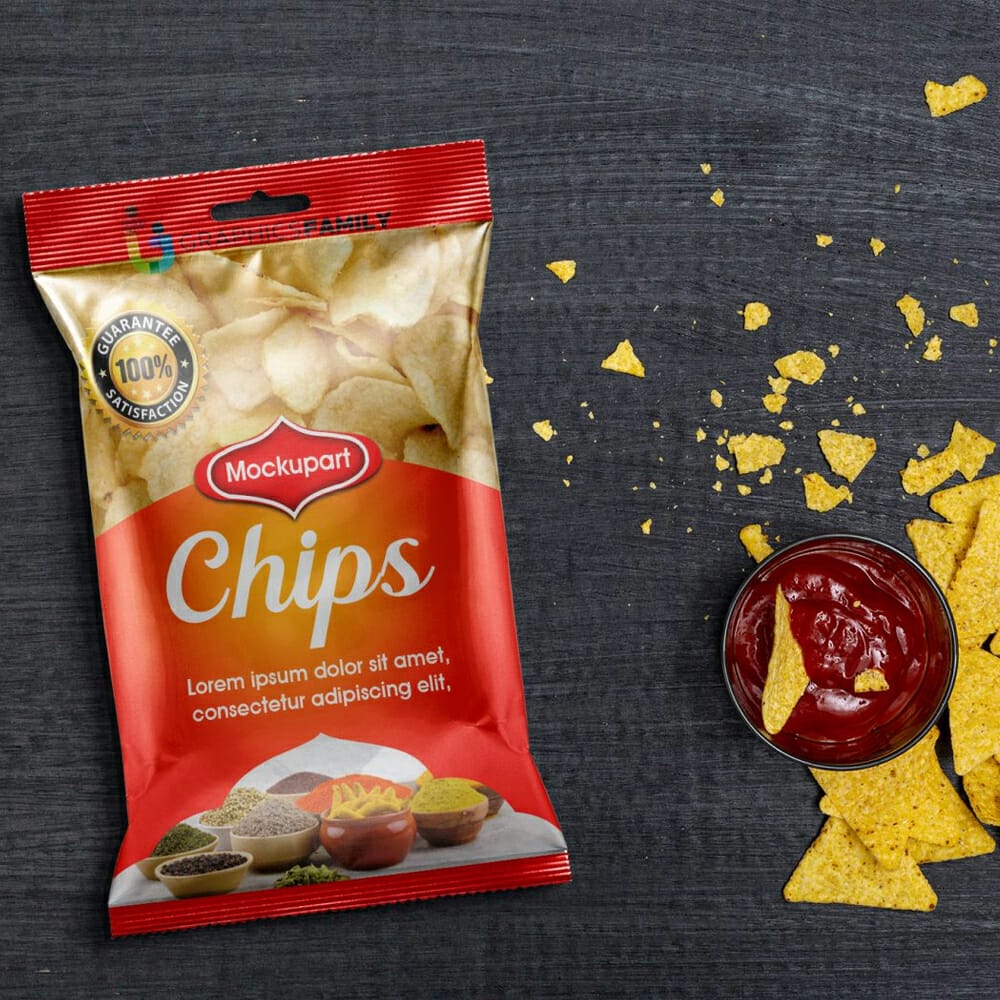Free Chips Bag Packaging Mockup