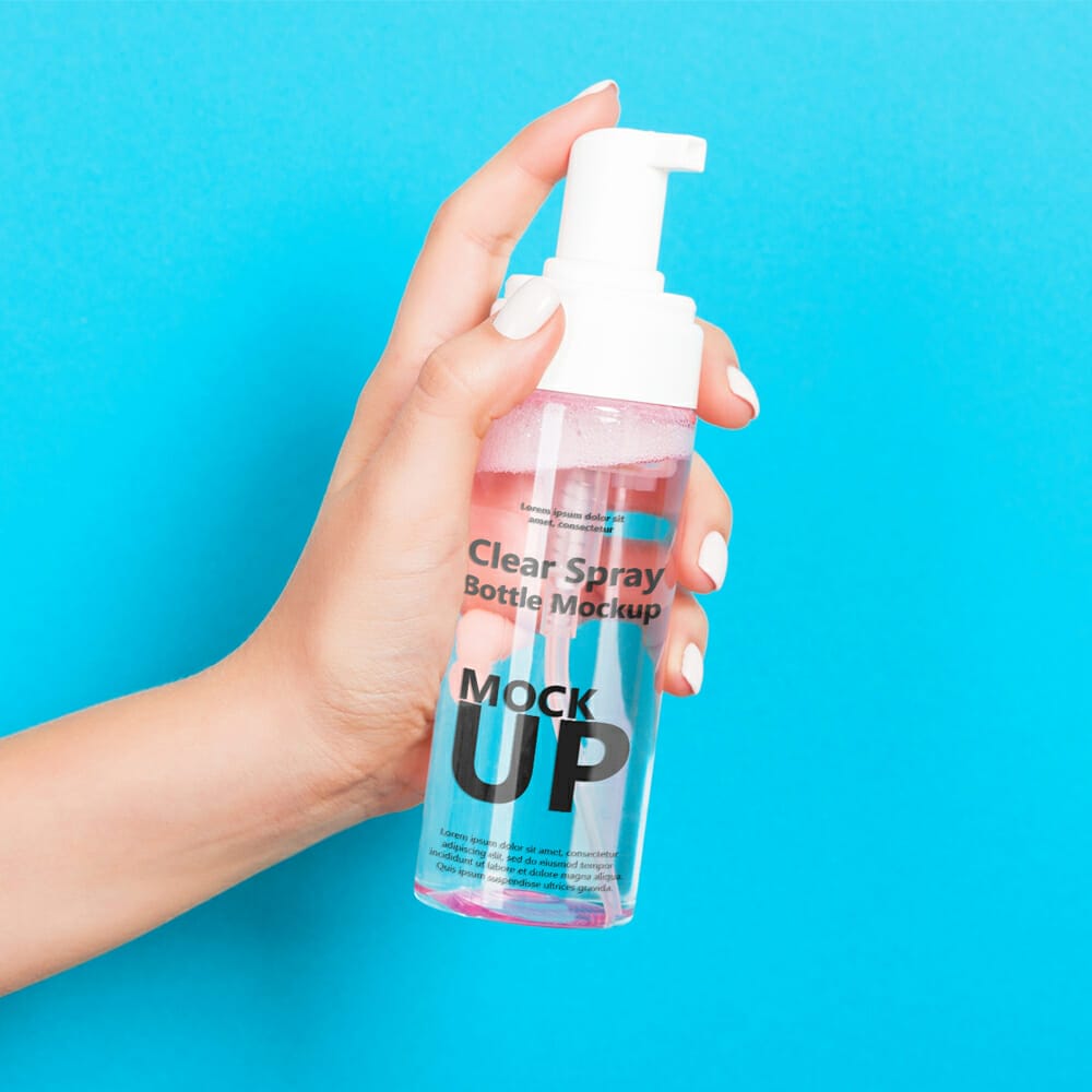 Free Clear Spray Bottle Mockup PSD Template