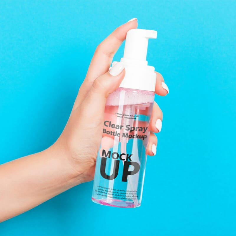 Free Clear Spray Bottle Mockup PSD Template