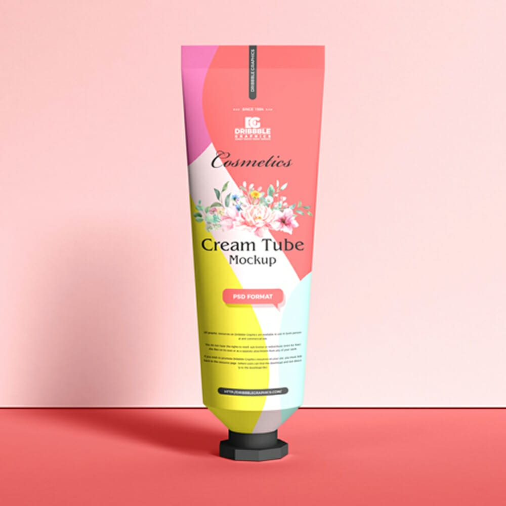 Free Cosmetics Cream Tube Mockup